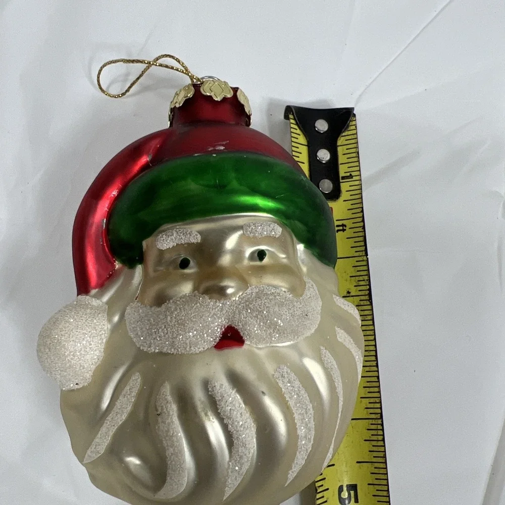 Vintage Mercury Glass Christmas Ornament West Germany Mica SANTA CLAUS FACE Head